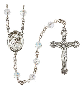 Sterling Silver 6mm Austrian Crystal Saint Aloysius Gonzaga Rosary in Crystal