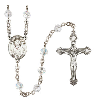Sterling Silver 6mm Austrian Crystal Saint Dominic Savio Rosary in Crystal
