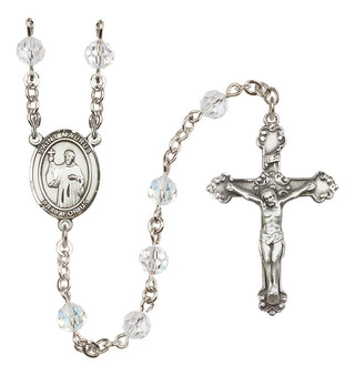 Sterling Silver 6mm Austrian Crystal Saint Maurus Rosary in Crystal