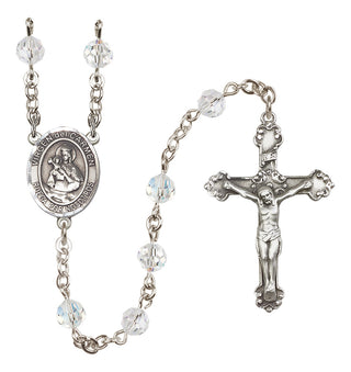 Sterling Silver 6mm Austrian Crystal Virgen del Carmen Rosary in Crystal