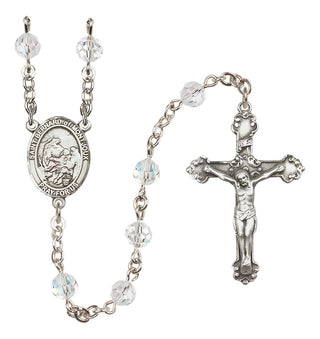 Sterling Silver 6mm Austrian Crystal Saint Bernard of Montjoux Rosary in Crystal