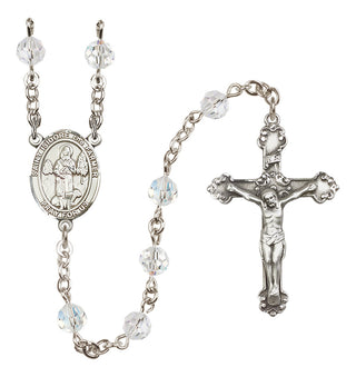 Sterling Silver 6mm Austrian Crystal Saint Isidore the Farmer Rosary in Crystal