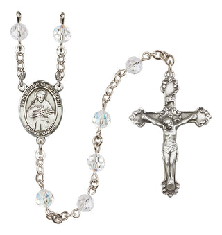 Sterling Silver 6mm Austrian Crystal Saint Gabriel Possenti Rosary in Crystal