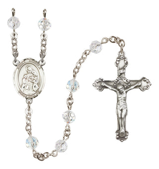 Sterling Silver 6mm Austrian Crystal Saint Angela Merici Rosary in Crystal