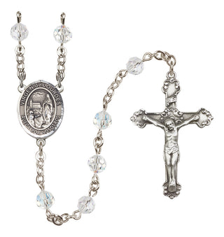 Sterling Silver 6mm Austrian Crystal Virgen del Lourdes Rosary in Crystal