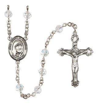 Sterling Silver 6mm Austrian Crystal Saint Teresa of Calcutta Rosary in Crystal