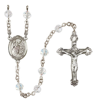 Sterling Silver 6mm Austrian Crystal Saint Fiacre Rosary in Crystal
