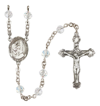 Sterling Silver 6mm Austrian Crystal Saint Elizabeth of the Visitation Rosary in Crystal
