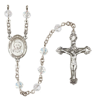 Sterling Silver 6mm Austrian Crystal Saint Joseph Freinademetz Rosary in Crystal