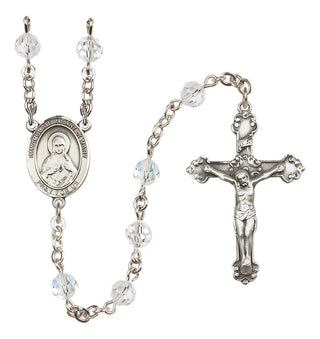 Sterling Silver 6mm Austrian Crystal Immaculate Heart of Mary Rosary in Crystal