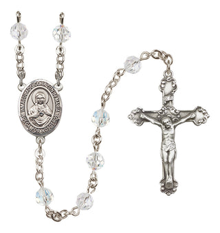 Sterling Silver 6mm Austrian Crystal Corazon Inmaculado de Maria Rosary in Crystal