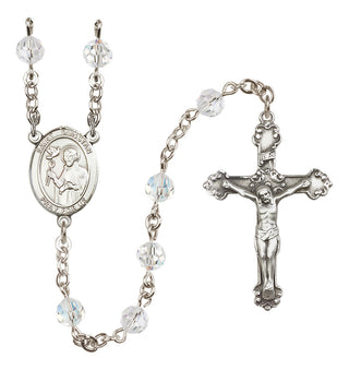 Sterling Silver 6mm Austrian Crystal Saint Dunstan Rosary in Crystal