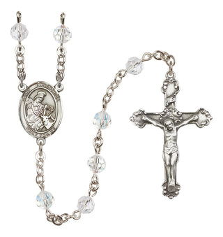 Sterling Silver 6mm Austrian Crystal Saint Eustachius Rosary in Crystal