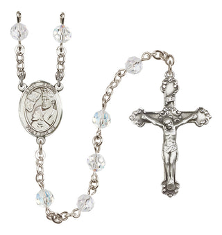 Sterling Silver 6mm Austrian Crystal Saint Edwin Rosary in Crystal