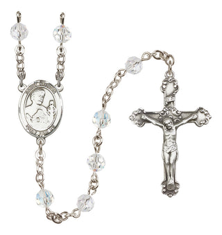 Sterling Silver 6mm Austrian Crystal Saint Kieran Rosary in Crystal
