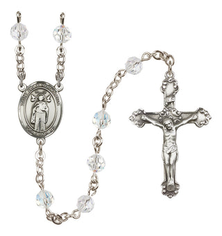 Sterling Silver 6mm Austrian Crystal Saint Ivo of Kelmartin Rosary in Crystal