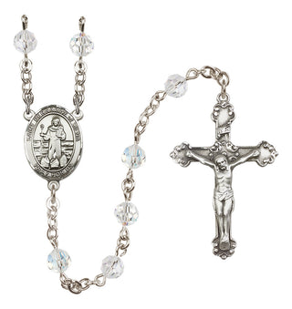 Sterling Silver 6mm Austrian Crystal Saint Bernadine of Sienna Rosary in Crystal