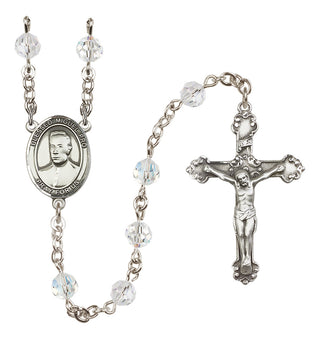 Sterling Silver 6mm Austrian Crystal Blessed Miguel Pro Rosary in Crystal