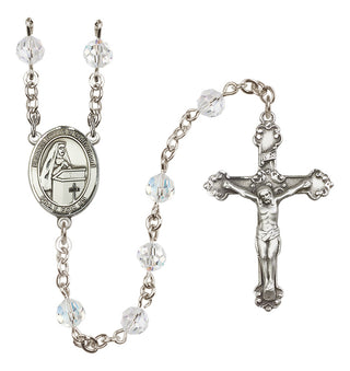Sterling Silver 6mm Austrian Crystal Blessed Emilee Doultremont Rosary in Crystal
