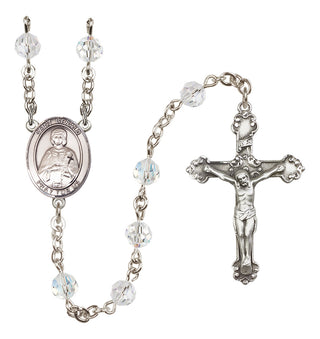 Sterling Silver 6mm Austrian Crystal Saint Gerald Rosary in Crystal