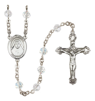 Sterling Silver 6mm Austrian Crystal Saint Alphonsa of India Rosary in Crystal