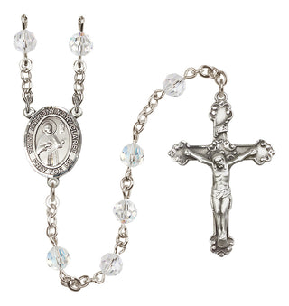 Sterling Silver 6mm Austrian Crystal Saint Anthony Mary Claret Rosary in Crystal