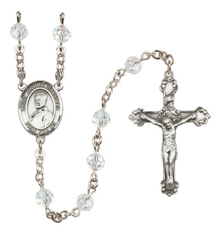 Sterling Silver 6mm Austrian Crystal Saint Andre Bessette Rosary in Crystal