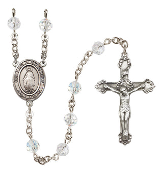 Sterling Silver 6mm Austrian Crystal Our Lady of Good Help Rosary in Crystal