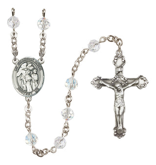 Sterling Silver 6mm Austrian Crystal Guardian Angel w/Children Rosary in Crystal