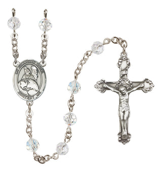 Sterling Silver 6mm Austrian Crystal Guardian Angel Protector Rosary in Crystal