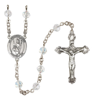 Sterling Silver 6mm Austrian Crystal Guardian Angel of the World Rosary in Crystal