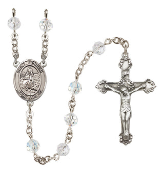 Sterling Silver 6mm Austrian Crystal Saint Ephrem Rosary in Crystal