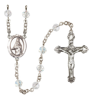 Sterling Silver 6mm Austrian Crystal Saint Emma Uffing Rosary in Crystal