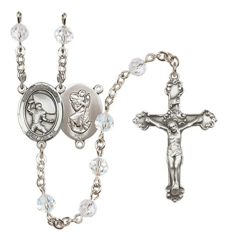 Sterling Silver 6mm Saint Christopher / Football Rosary