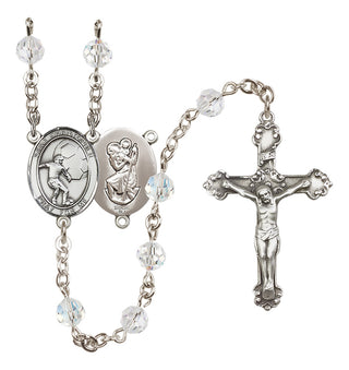 Sterling Silver 6mm Saint Christopher/Soccer Rosary