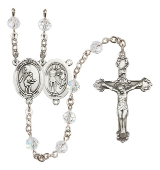 Sterling Silver 6mm Austrian Crystal Saint Sebastian / Tennis Rosary in Crystal