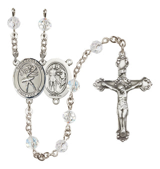 Sterling Silver 6mm Austrian Crystal Saint Sebastian / Dance Rosary in Crystal