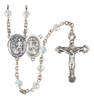 Sterling Silver 6mm Austrian Crystal Saint Sebastian/Karate Rosary in Crystal