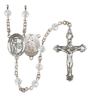 Sterling Silver 6mm Austrian Crystal Guardian Angel/Golf Rosary in Crystal