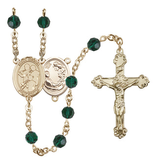 14 Karat Gold-Filled 6mm Austrian Crystal Saint Cecilia / Marching Band Rosary in Emerald