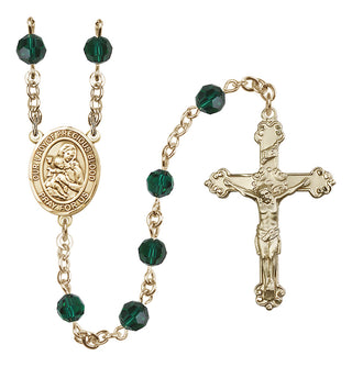 14 Karat Gold-Filled 6mm Austrian Crystal Our Lady of the Precious Blood Rosary in Emerald