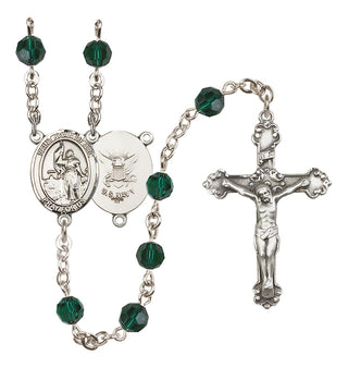 Sterling Silver 6mm Saint Joan of Arc / Navy Rosary