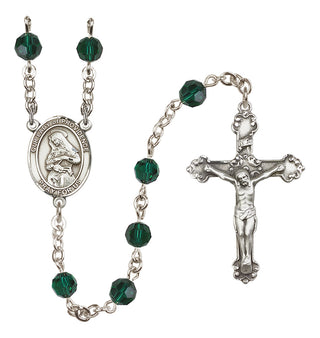 Sterling Silver 6mm Austrian Crystal Our Lady of Providence Rosary in Emerald