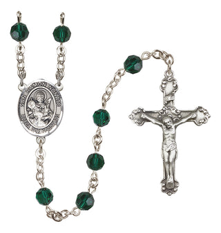 Sterling Silver 6mm Austrian Crystal San Ramon Nonato Rosary in Emerald