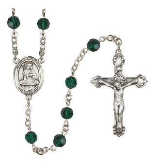 Sterling Silver 6mm Austrian Crystal Saint Walburga Rosary in Emerald
