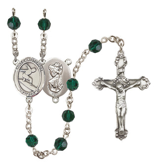 Sterling Silver 6mm Saint Christopher/Surfing Rosary
