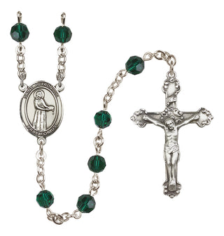 Sterling Silver 6mm Austrian Crystal Saint Petronille Rosary in Emerald