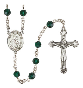 Sterling Silver 6mm Austrian Crystal Saint James the Lesser Rosary in Emerald