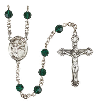 Sterling Silver 6mm Austrian Crystal Saint Nimatullah Rosary in Emerald