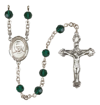 Sterling Silver 6mm Austrian Crystal Saint Josemaria Escriva Rosary in Emerald